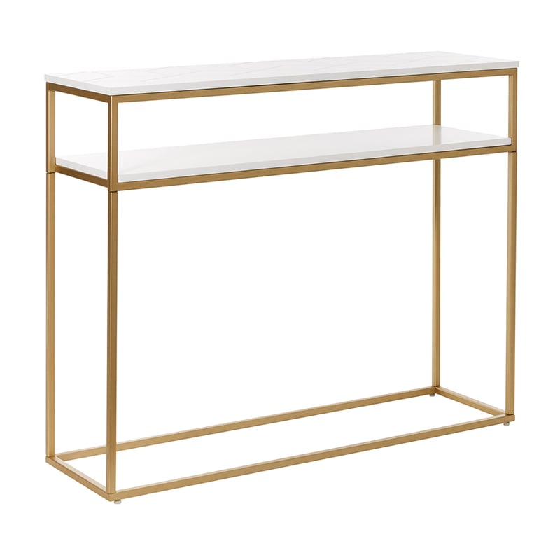Sienna Collection 2 Shelf Console White & Gold