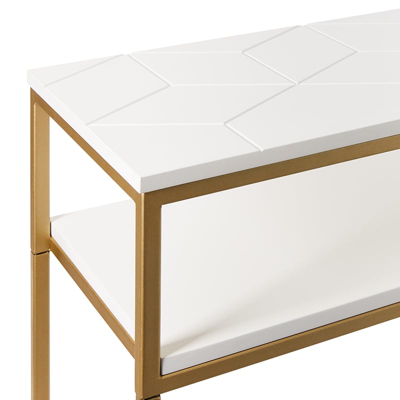 Sienna Collection 2 Shelf Console White & Gold