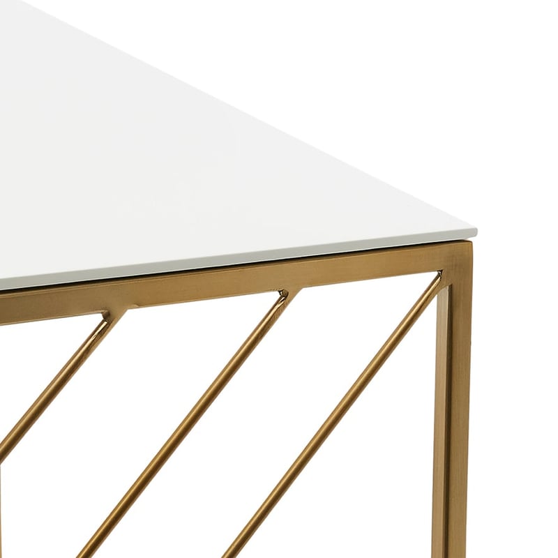 Daisy Deco Nesting Side Tables Set of 2 Gold & White