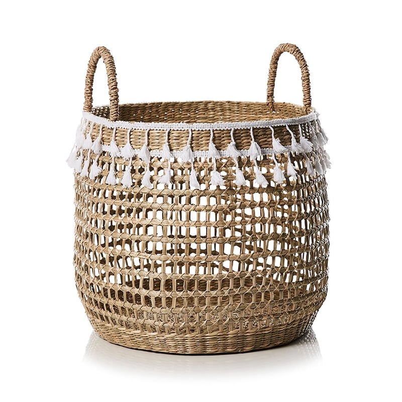 Tassle Basket White & Natural
