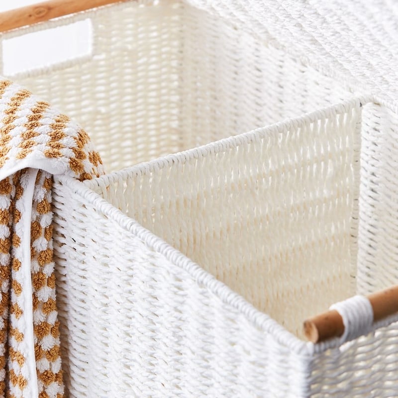 Kendrick White Divided Laundry Basket