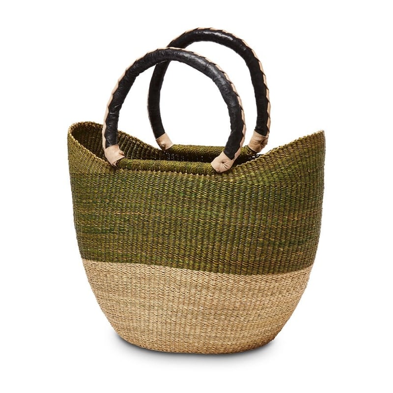 Bolga Olive & Natural Shopping Basket