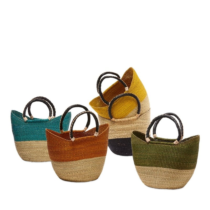 Bolga Olive & Natural Shopping Basket