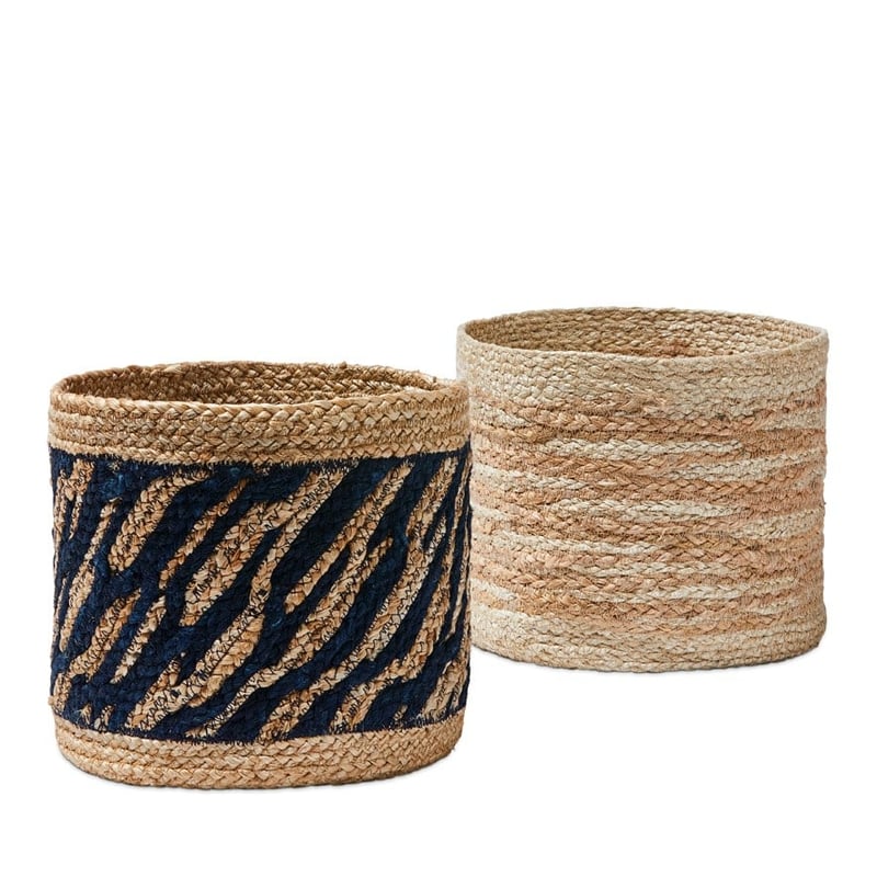 Braided Natural & Navy Basket 