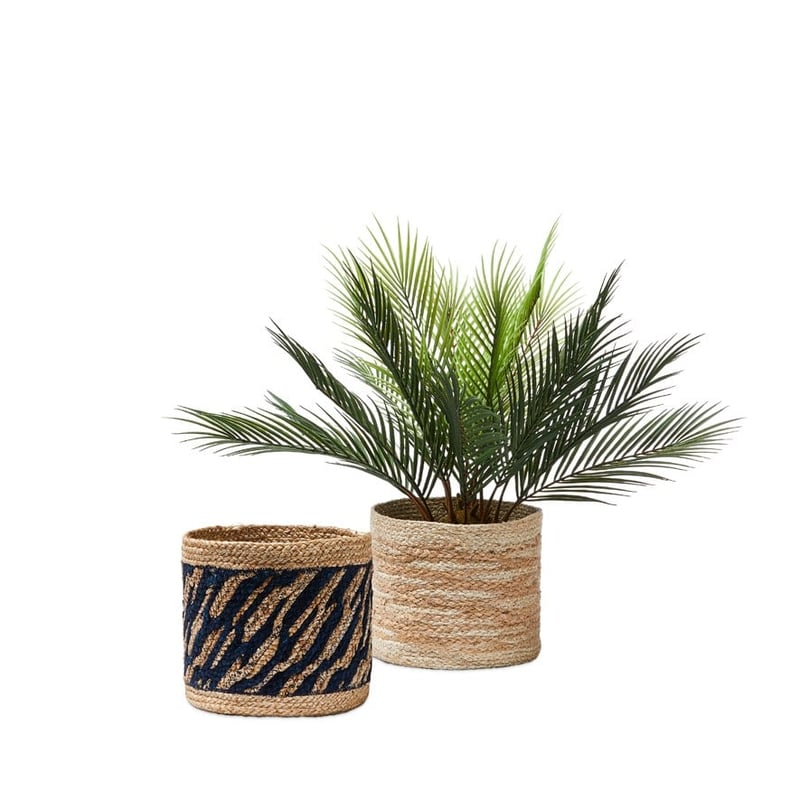 Braided Natural & Navy Basket 