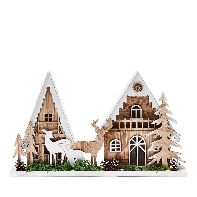 Laser Cut Two Houses Town Scene Ornament