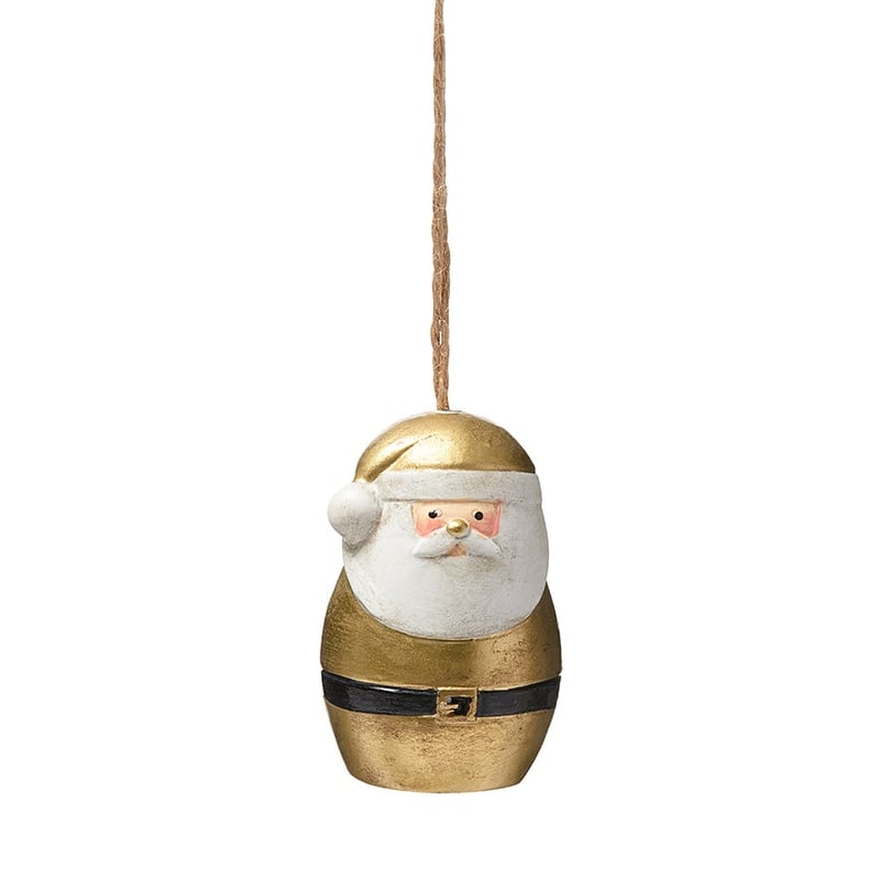 Hanging Festive Gold Jolly Santa Decoration