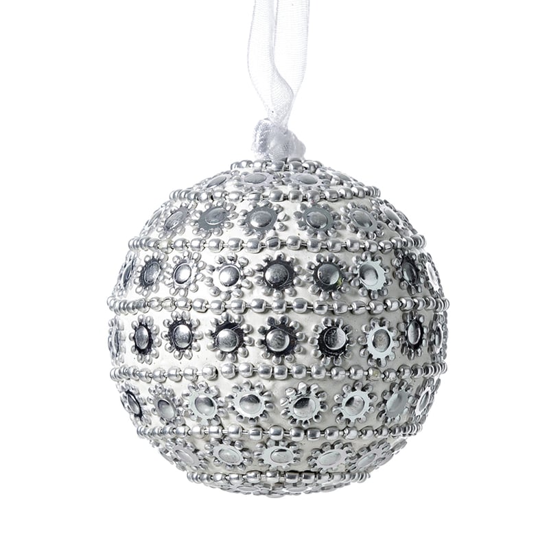 Striped Daisy Small Silver Bauble