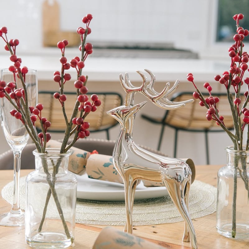Christmas Standing Silver Reindeer Ornament