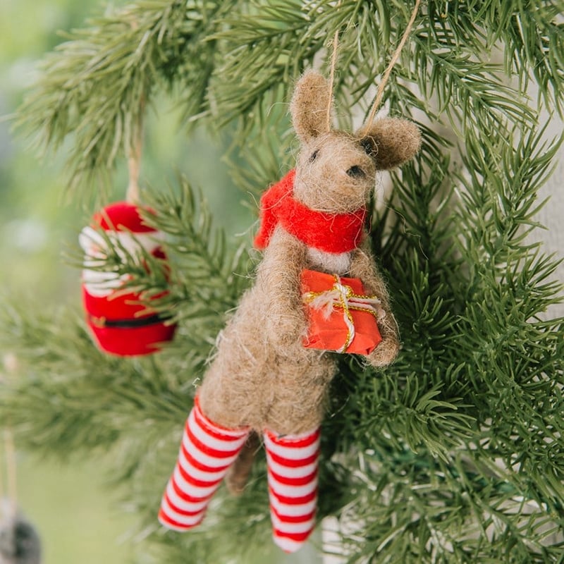 Felted Friends Native Brown Kangaroo Decoration
