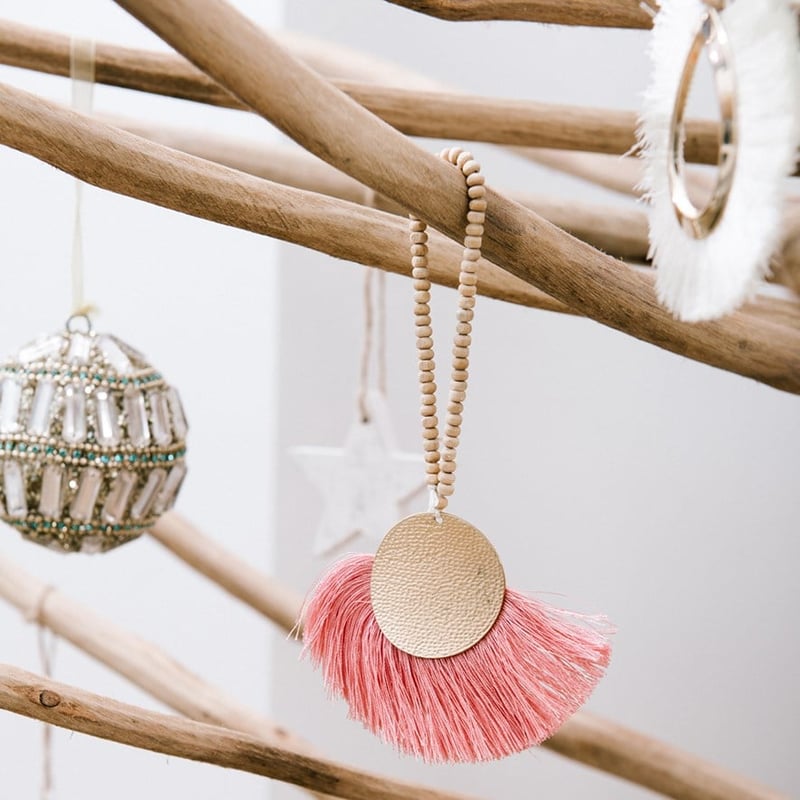 Boho Pink Fan Tassel Decoration
