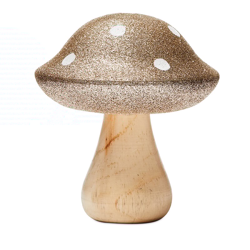 Wooden Champagne Mushroom Ornament