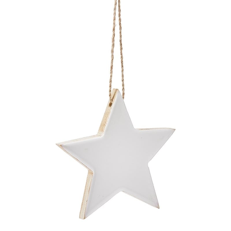 Hanging Timber Natural & White Star Ornament