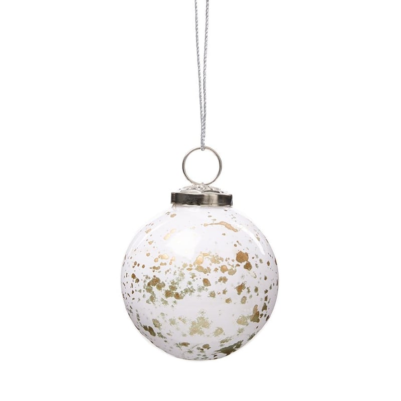 Gold Splatter White Bauble