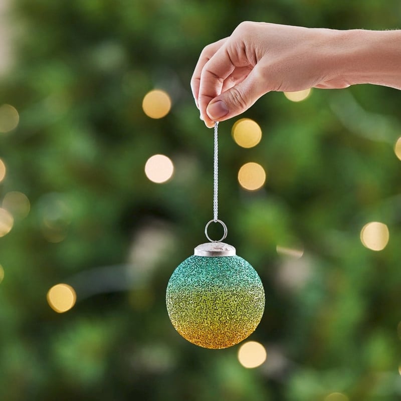 Carnival Aqua & Green & Gold Bauble