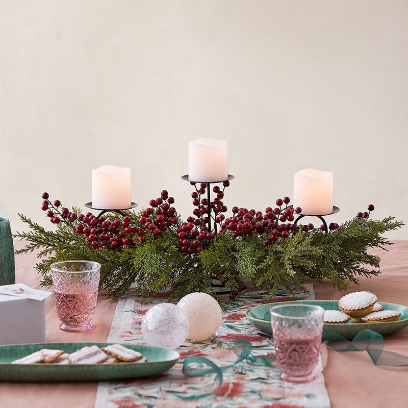 Red Berry Candle Holder