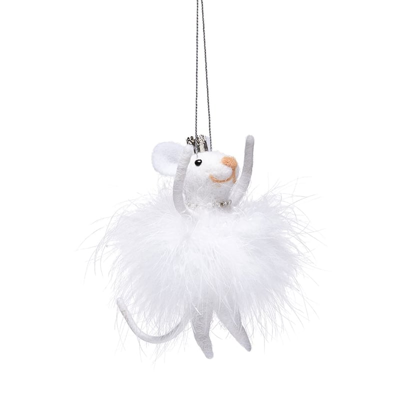 Mouse White Felted Fairy Friends Ornament