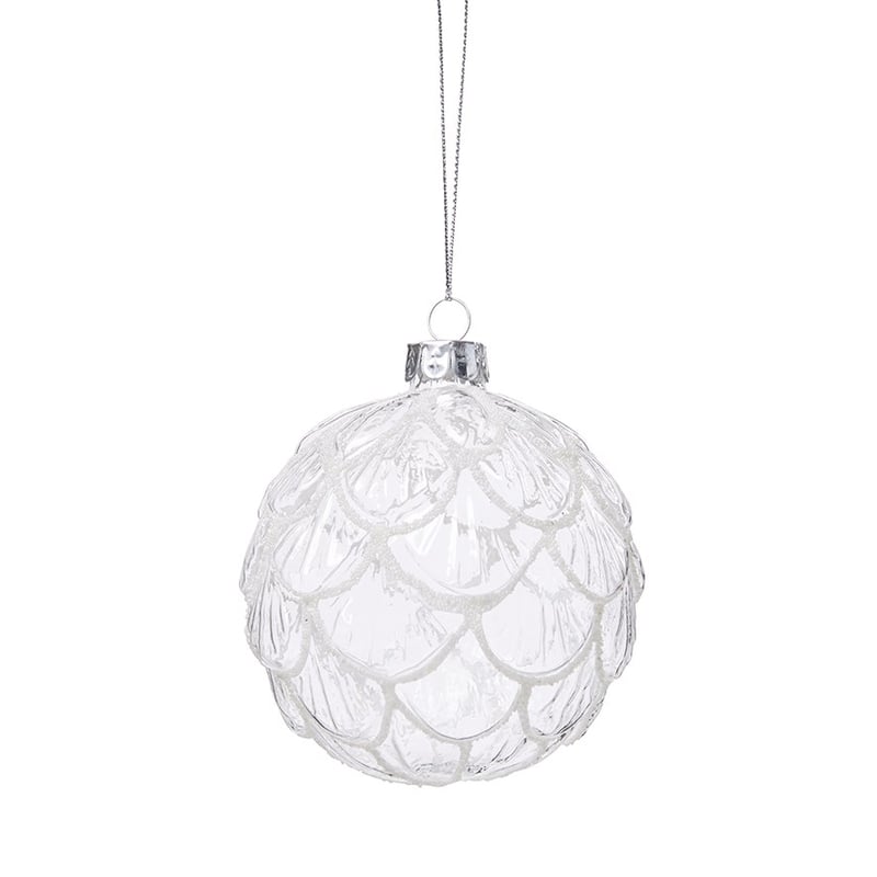 Baroque White & Clear Scallop Bauble