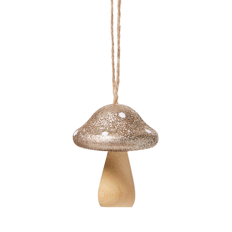 Hanging Wooden Champagne Mushroom Ornament