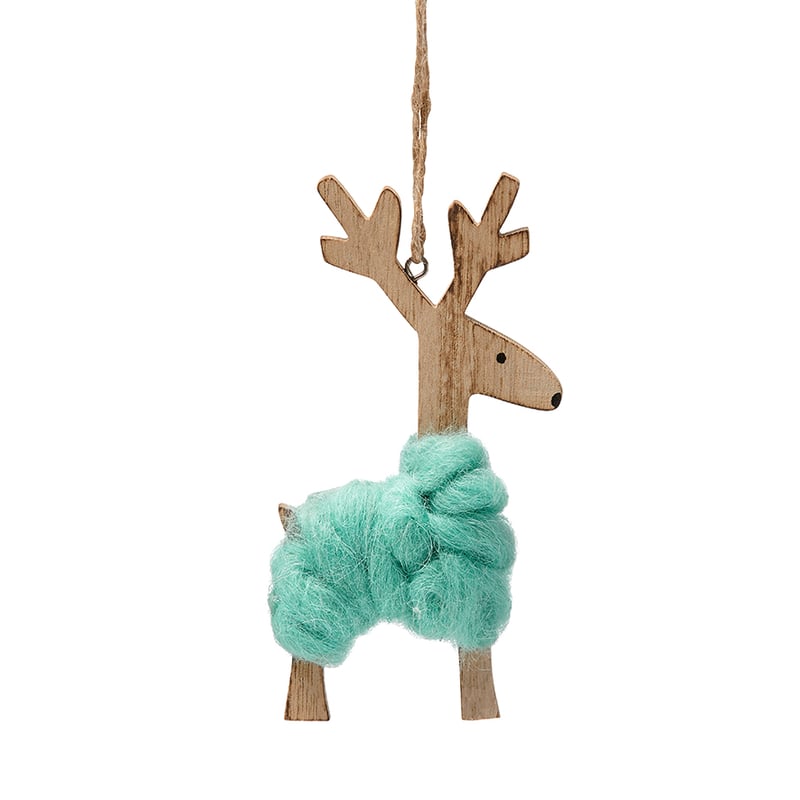 Hanging Mint Woollen Deer Ornament