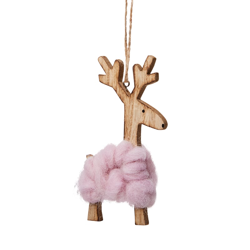 Hanging Pink Woollen Deer Ornament