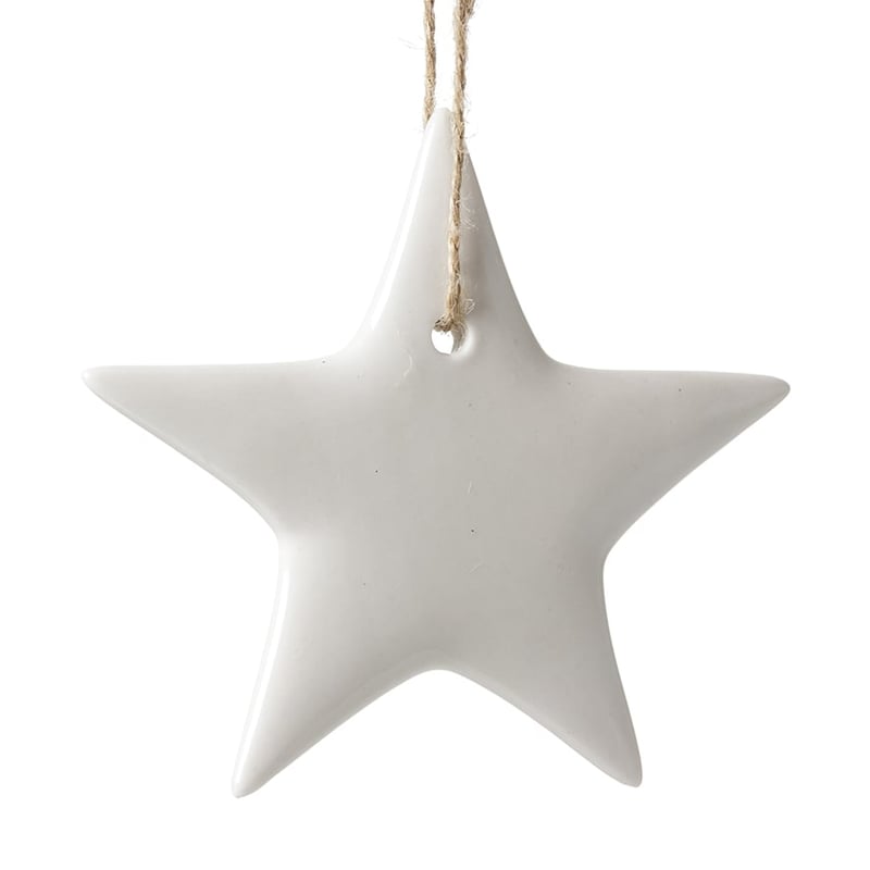 Ceramic White Star Ornament 11cm