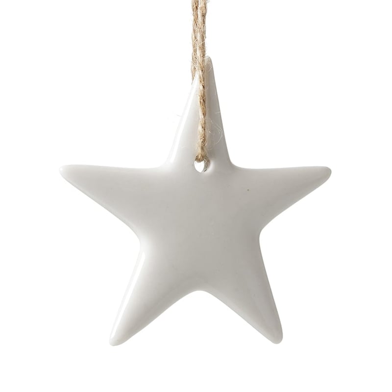 Ceramic White Star Ornament 9cm