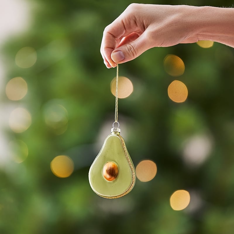 Vintage Green Avocado Glass Ornament