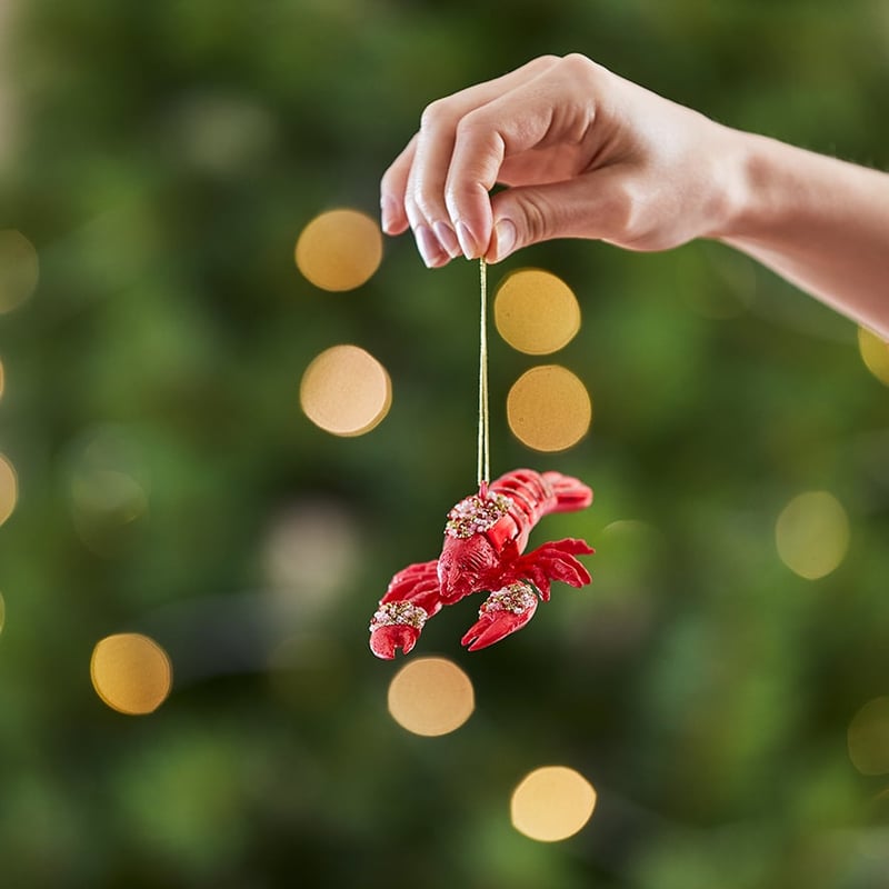 Vintage Red Lobster Glass Ornament