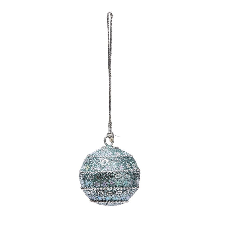 Daisy Aqua Stripe Bauble