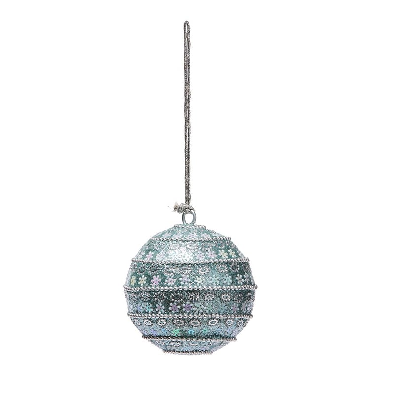 Daisy Aqua Stripe Bauble