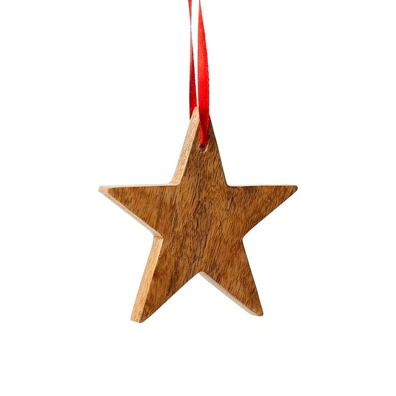 Hanging Star Natural Timber Ornament