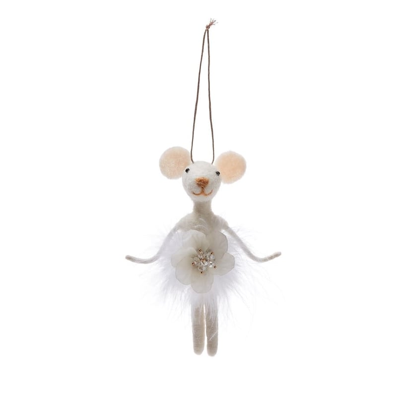 Fairy Felted White Flower Mouse