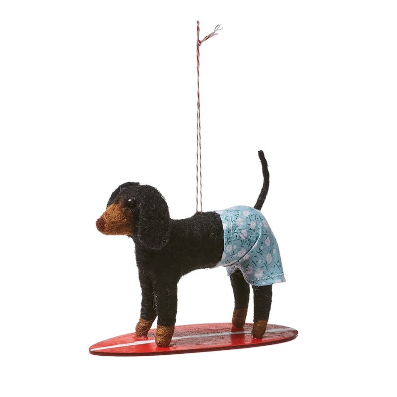 Felted Surfing Black & Red Dachshund
