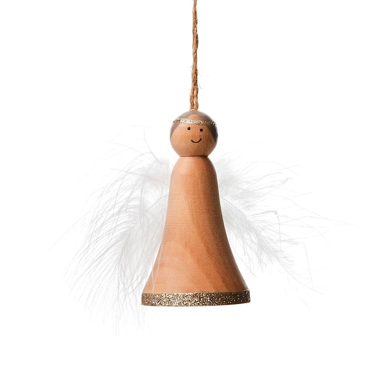 Hanging Feather Natural Timber Angel
