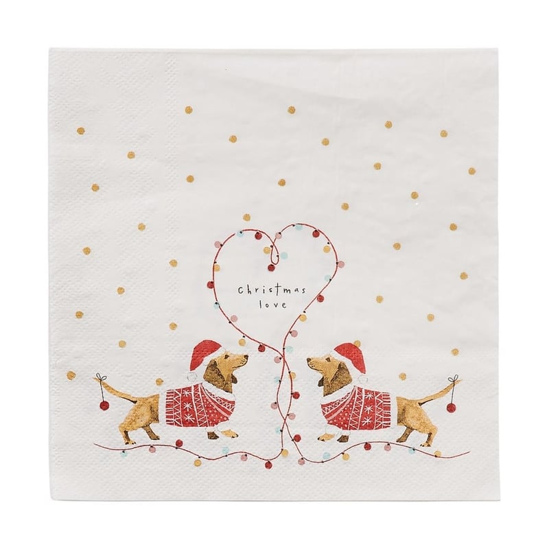 Festive Dachshund Paper Napkins Pack of 20  