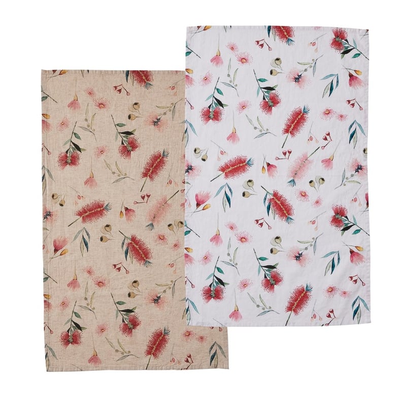 Botanical Natural & White Tea Towels Pack of 2 