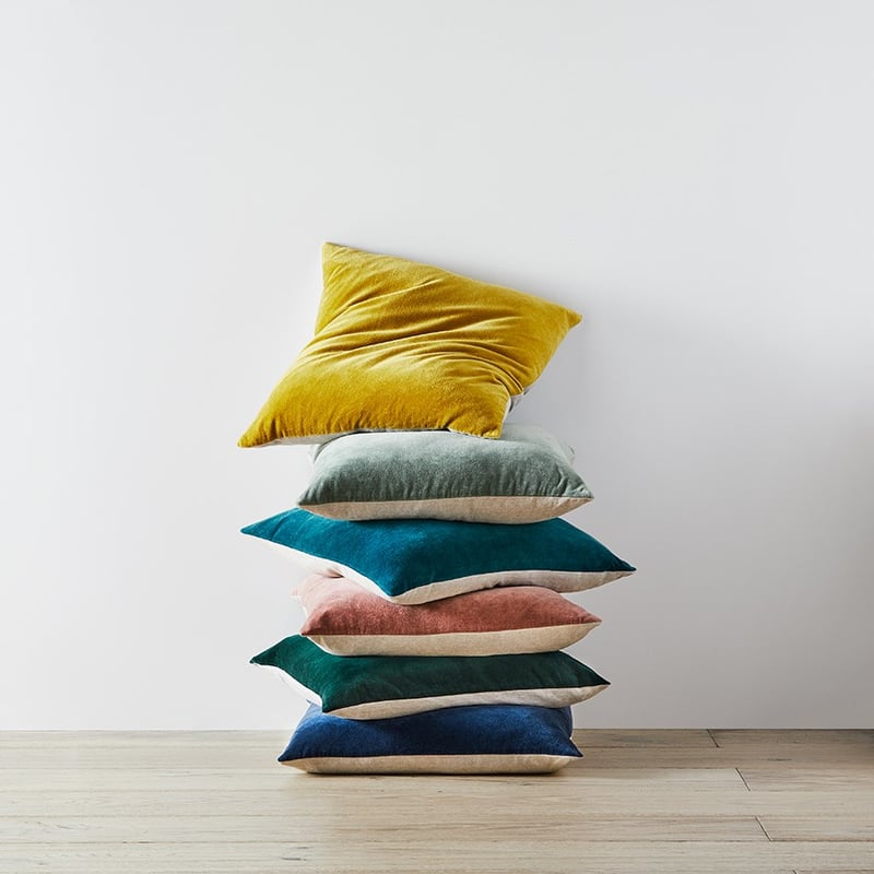 Bombay Velvet Cushion Mustard/Natural Reverse