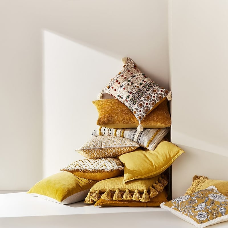 Karuk Mustard Tribal Cushion 