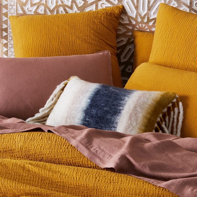 Avery Mustard & Navy Long Cushion