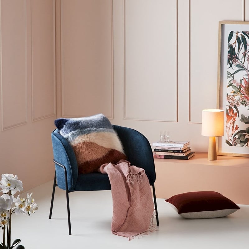 Oslo Blue & Rust Fur Cushion  