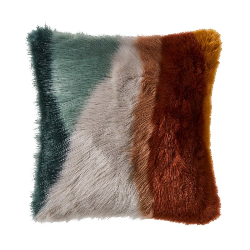 Oslo Green & Mustard Fur Cushion 