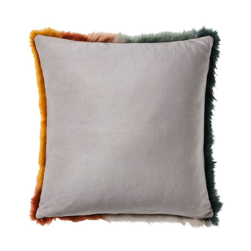 Oslo Green & Mustard Fur Cushion 