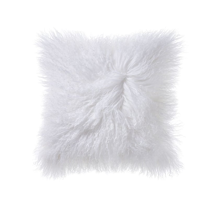 Mongolian Winter White Sheepskin Cushion 