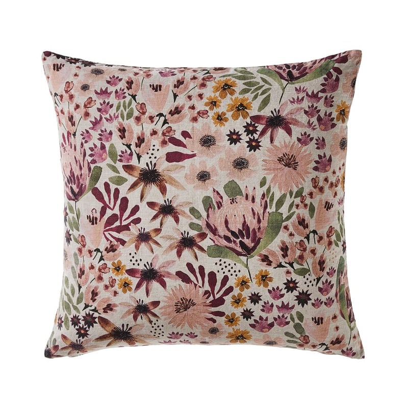 Native Bouquet Pink Linen Cushion 
