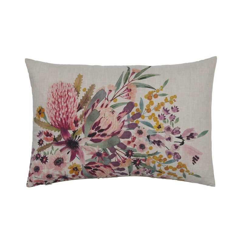 Native Bouquet Pink Linen Long Cushion 