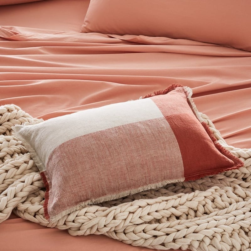 Malmo Rust Check Linen Cushion