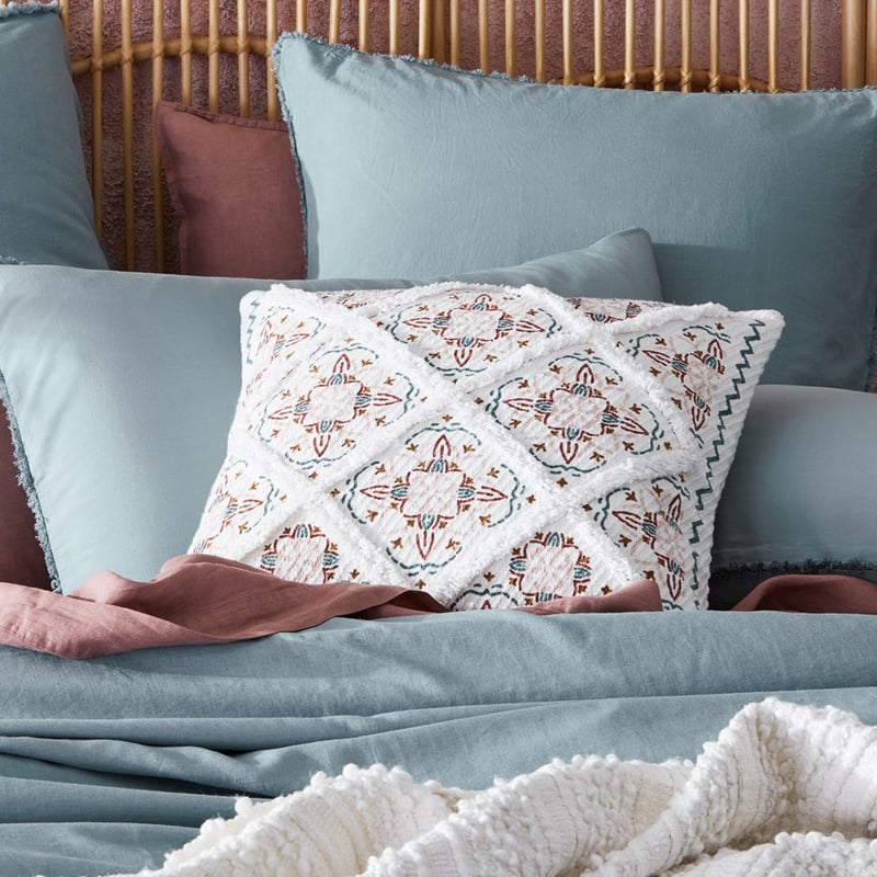 Moroccan Pink & Teal Tufted Cushion