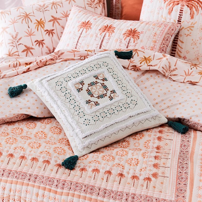 Moroccan Pink & Teal Tufted Square Cushion