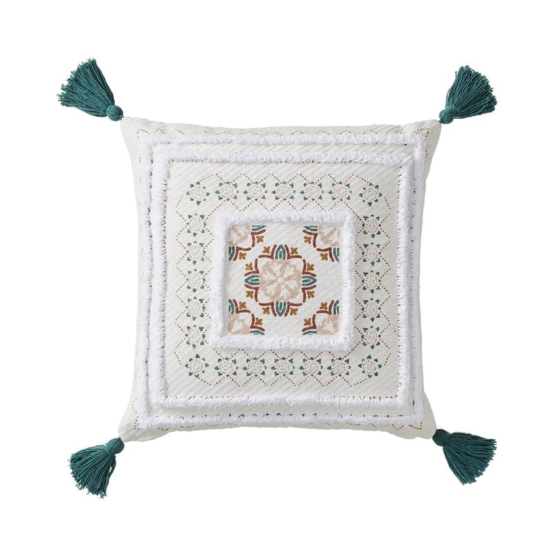 Moroccan Pink & Teal Tufted Square Cushion